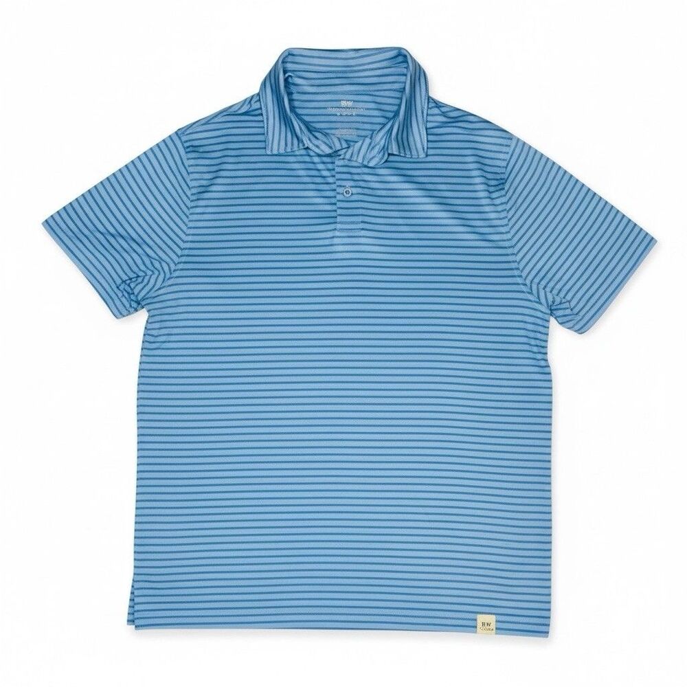 Rorie Whelan Polo Shirt Mens Large Blue Microstripe Performance Golf Stretch